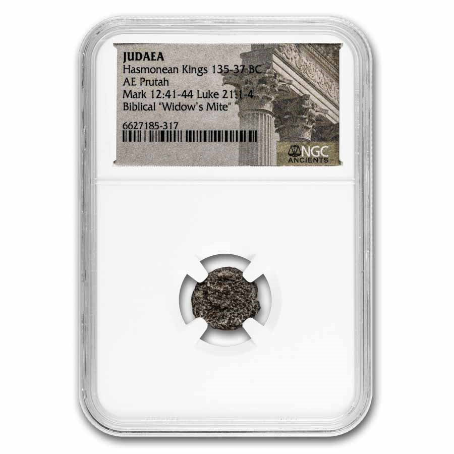 Judaea Widow's Mite Hasmonean Kings (135-37 BC) NGC (Genuine)