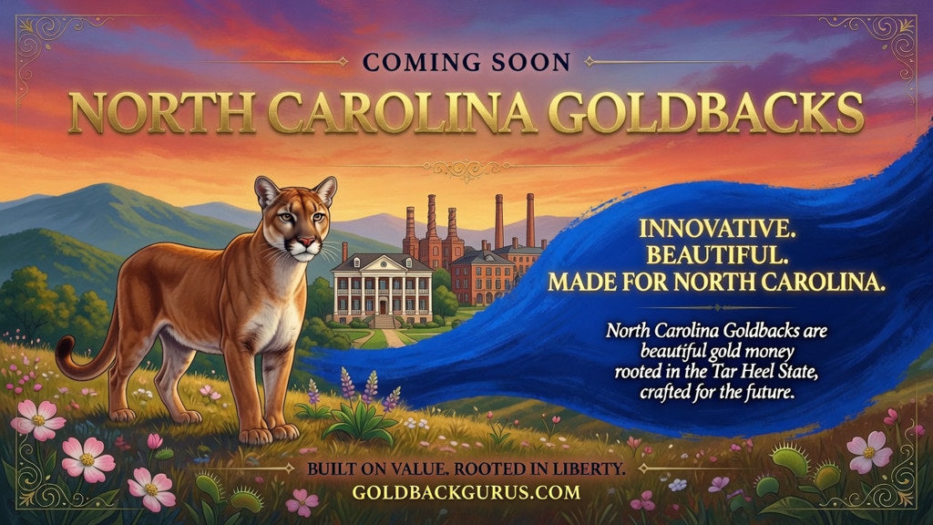 North Carolina 1/2 Goldback, 1/2000 troy ounce 24k gold — Coming Soon