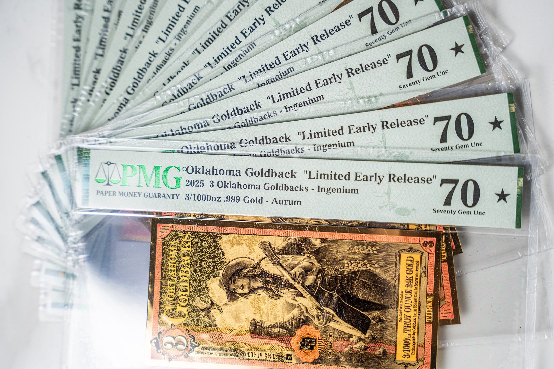 Oklahoma 3 Goldback LER graded studio