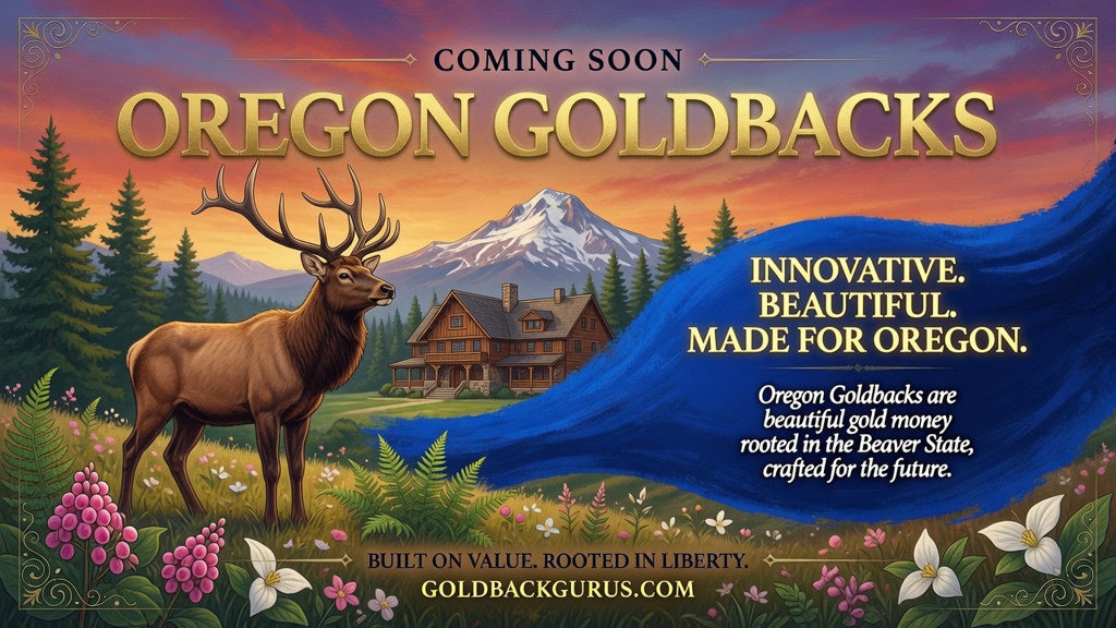 Oregon 5 Goldback, 1/200 troy ounce 24k gold — Coming Soon