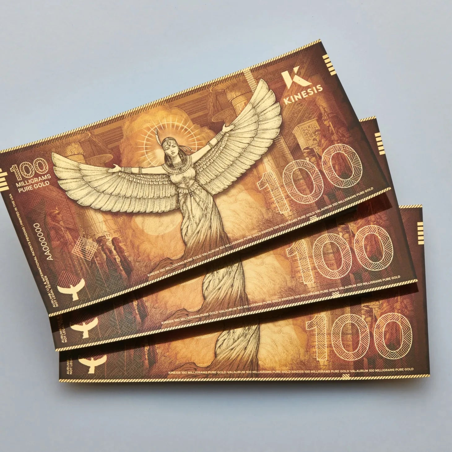 100mg Kinesis Ma’at 24k Gold Bill- Aurum maker of Goldback