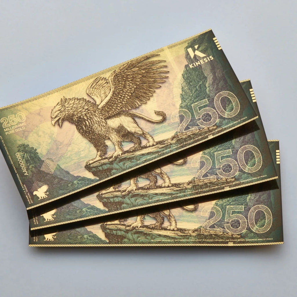 250mg Kinesis Griffin 24k Gold Bill- Aurum maker of Goldback