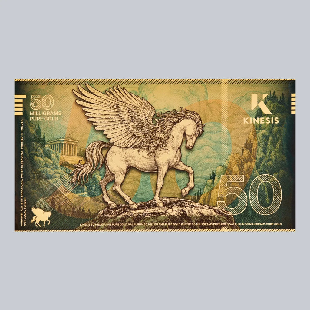 50mg Kinesis Pegasus 24k Gold Bill- Aurum maker of Goldback