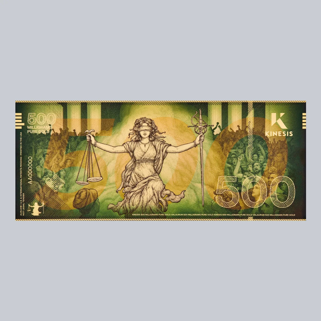 500mg Kinesis Themis 24k Gold Bill- Aurum maker of Goldback