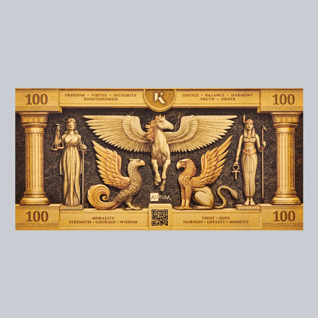 100mg Kinesis Ma’at 24k Gold Bill- Aurum maker of Goldback