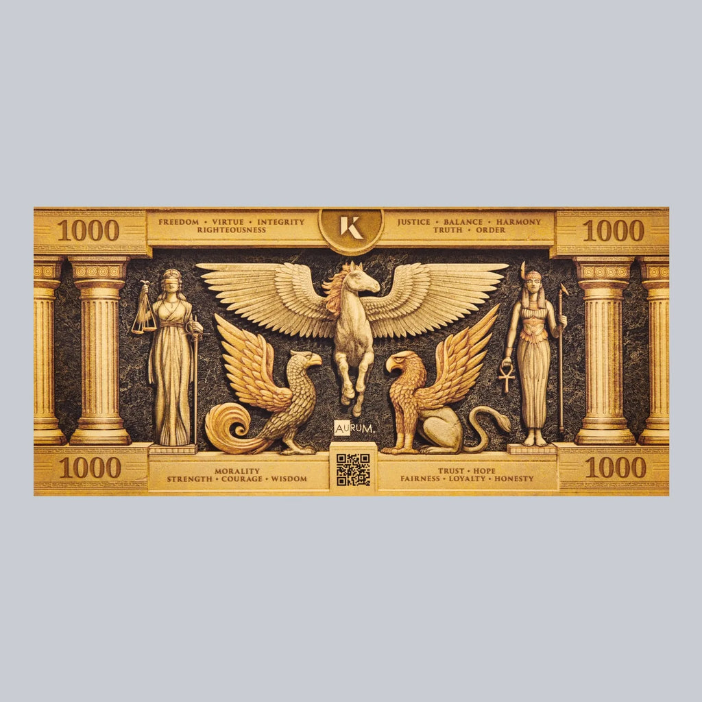 1000mg Kinesis Phoenix 24k Gold Bill- Aurum maker of Goldback
