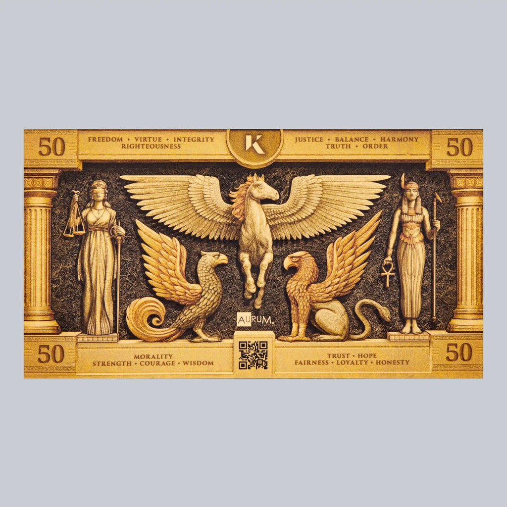 50mg Kinesis Pegasus 24k Gold Bill- Aurum maker of Goldback