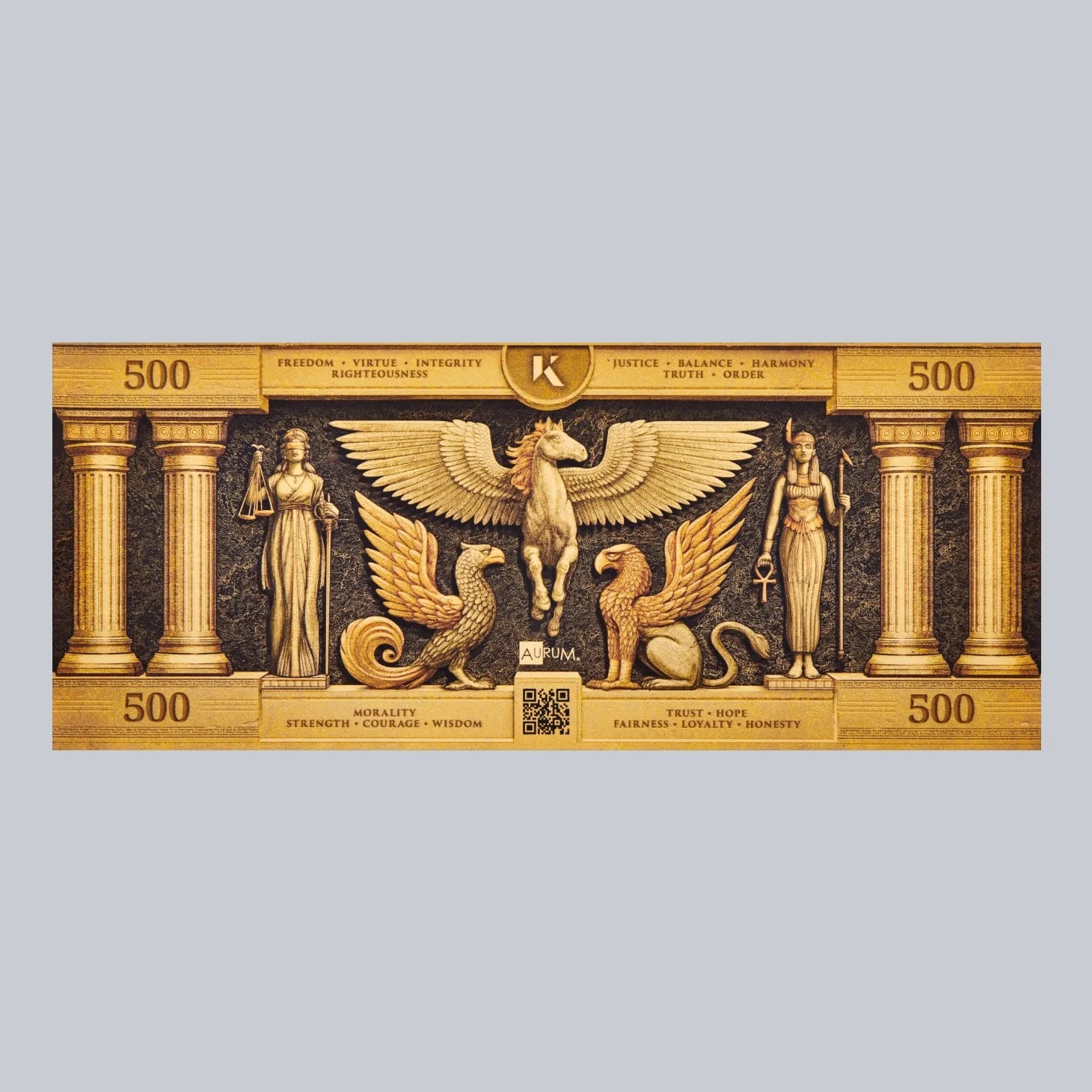 500mg Kinesis Themis 24k Gold Bill- Aurum maker of Goldback
