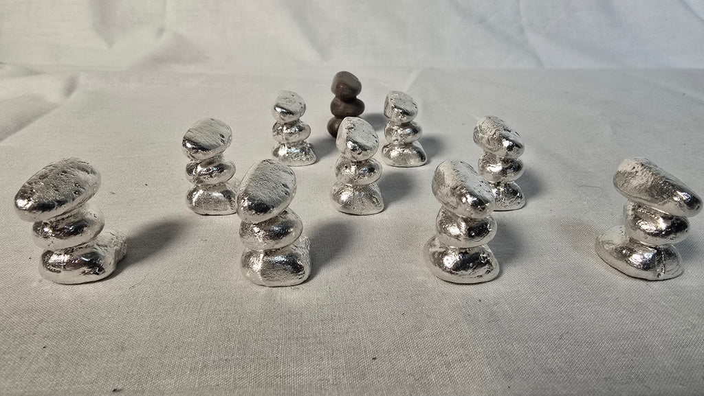 ~1oz 999 fine silver Rock Cairn Hand Poured Sand Cast