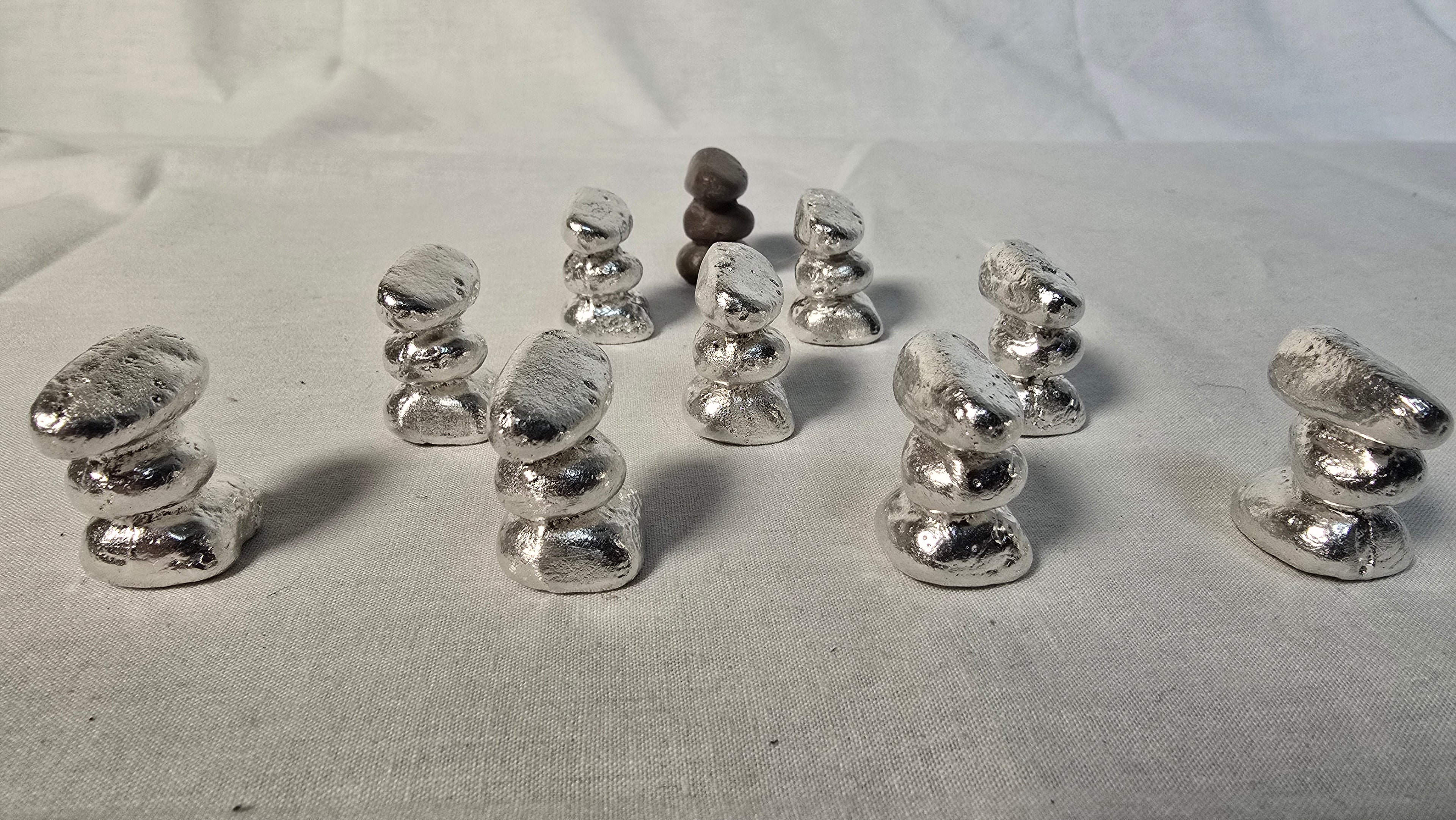 ~1oz 999 fine silver Rock Cairn Hand Poured Sand Cast