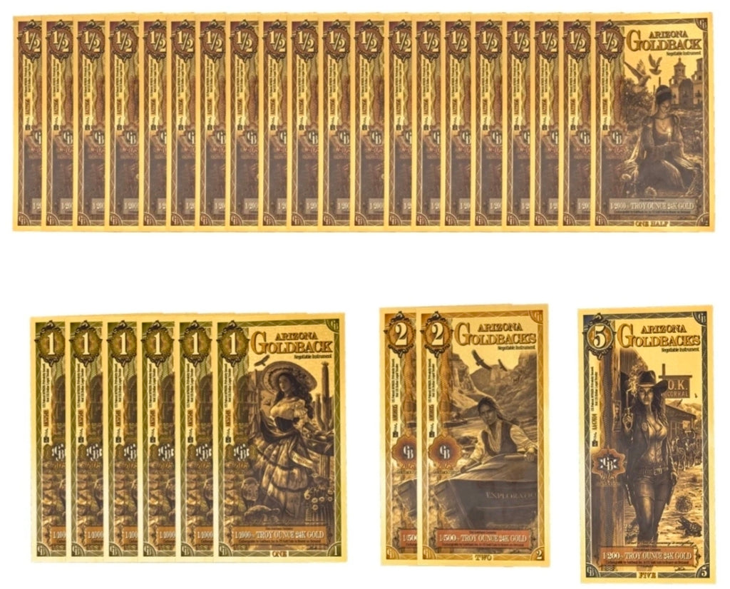 Arizona Goldbacks Starter Pack 1/2 ,1, 2, 5 (25 Face Value)