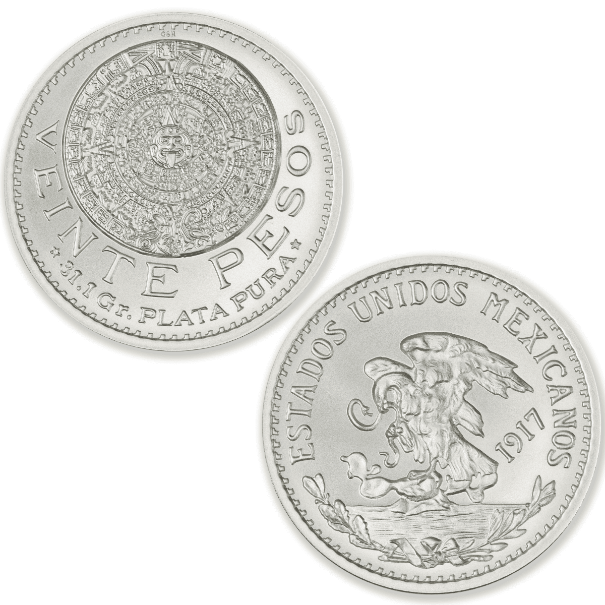 2025 Mexico 20 Pesos 1917 Mexican Tribute 1 oz Silver BU Round