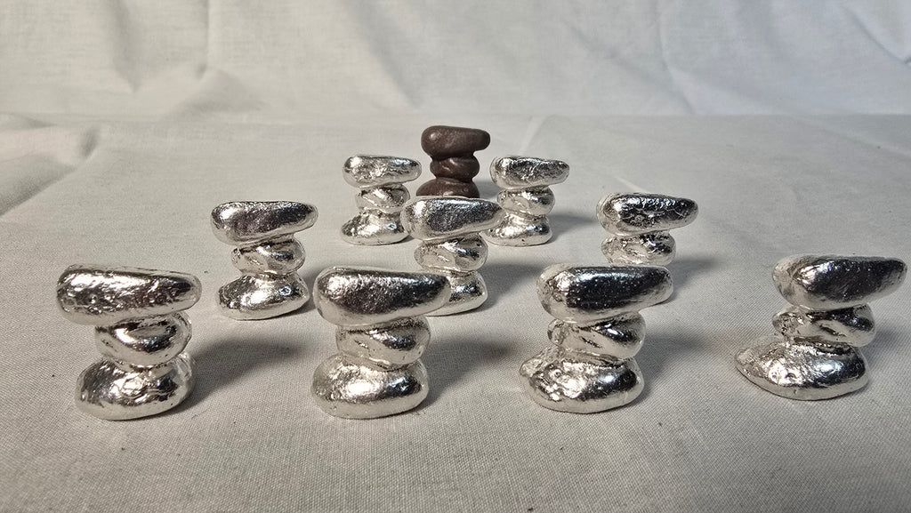 ~1oz 999 fine silver Rock Cairn Hand Poured Sand Cast