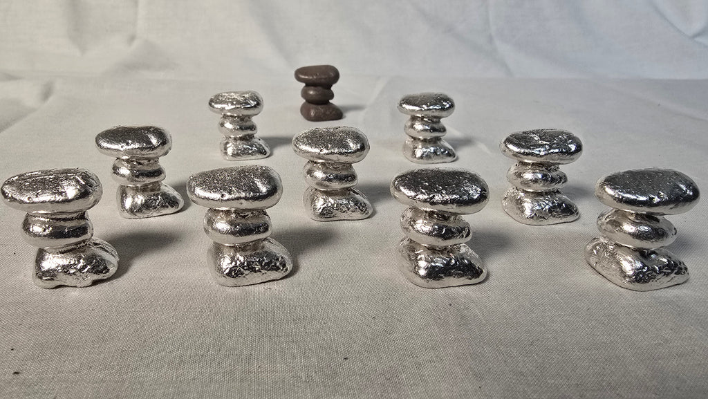 ~1oz 999 fine silver Rock Cairn Hand Poured Sand Cast