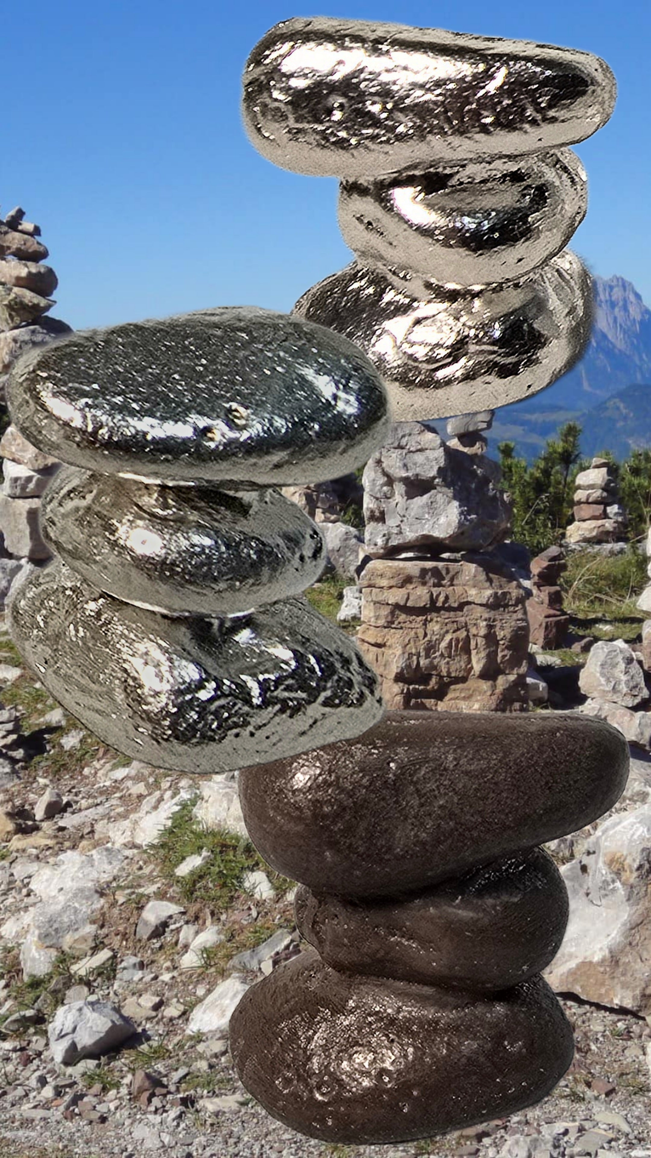 ~1oz 999 fine silver Rock Cairn Hand Poured Sand Cast