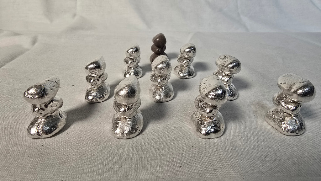 ~1oz 999 fine silver Rock Cairn Hand Poured Sand Cast