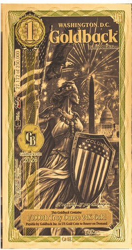 Washington, D.C. 1 Goldback — limited edition bonus